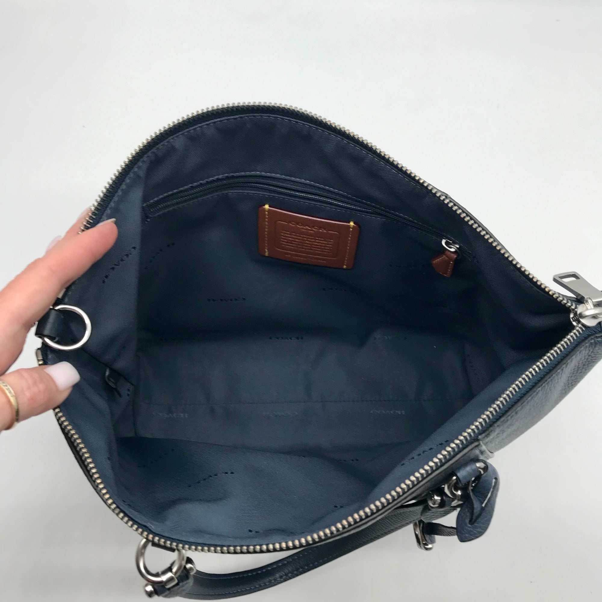 Coach Denim Pebbled Leather Bella Satchel CR980