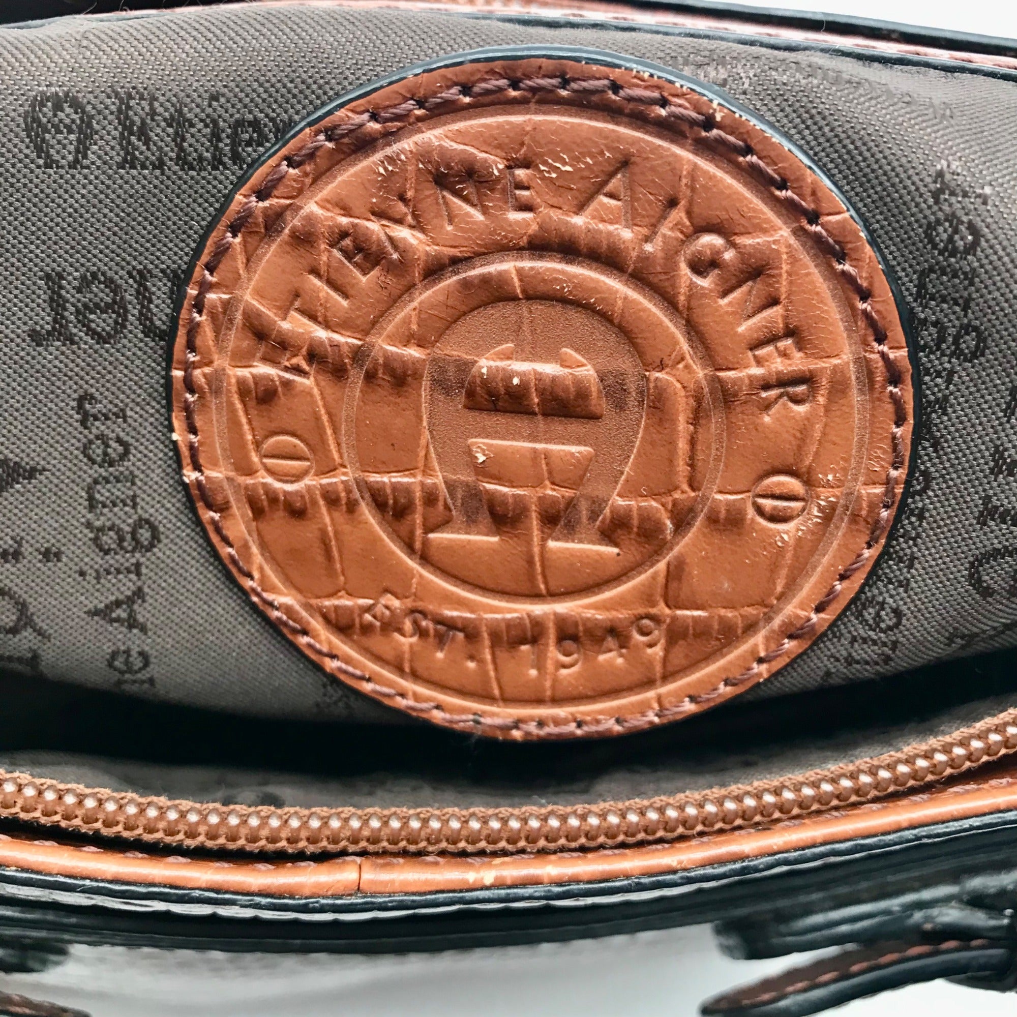 Etienne Aigner Brown Reptile Embossed Leather Shoulder Bag
