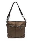 Coach Brown Metallic Leather Chain Duffle Bag