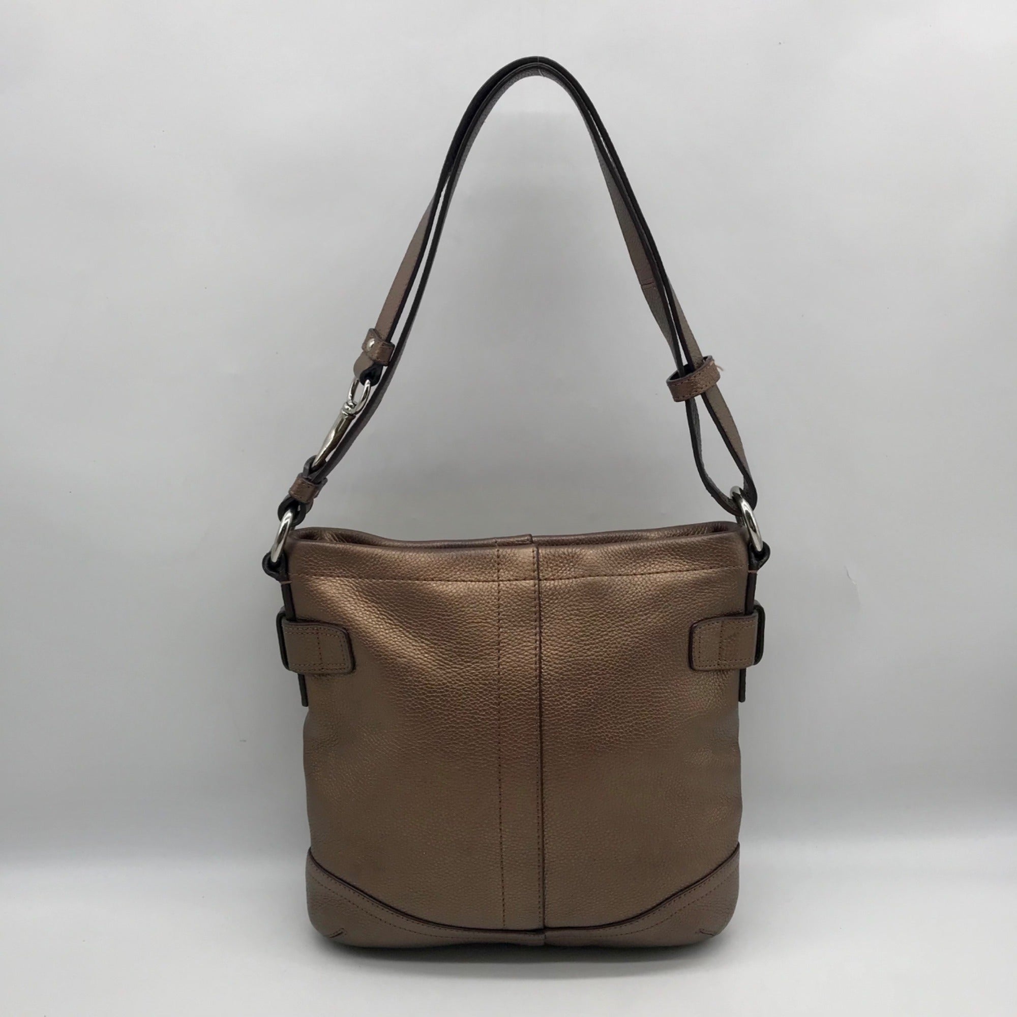 Coach Brown Metallic Leather Chain Duffle Bag