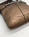 Coach Brown Metallic Leather Chain Duffle Bag