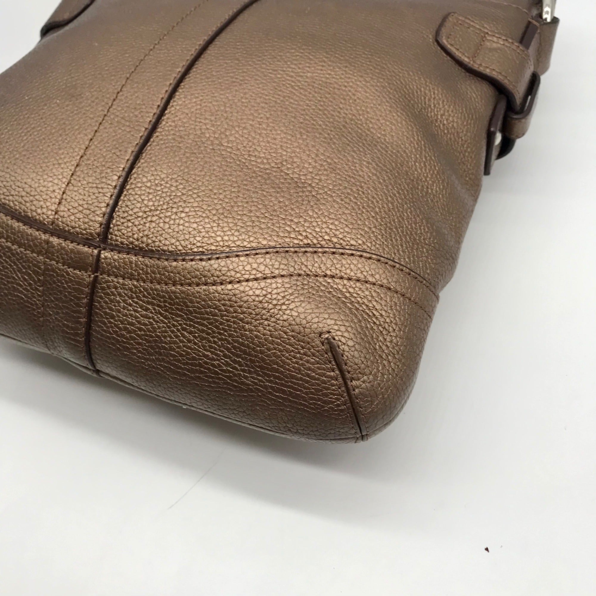Coach Brown Metallic Leather Chain Duffle Bag