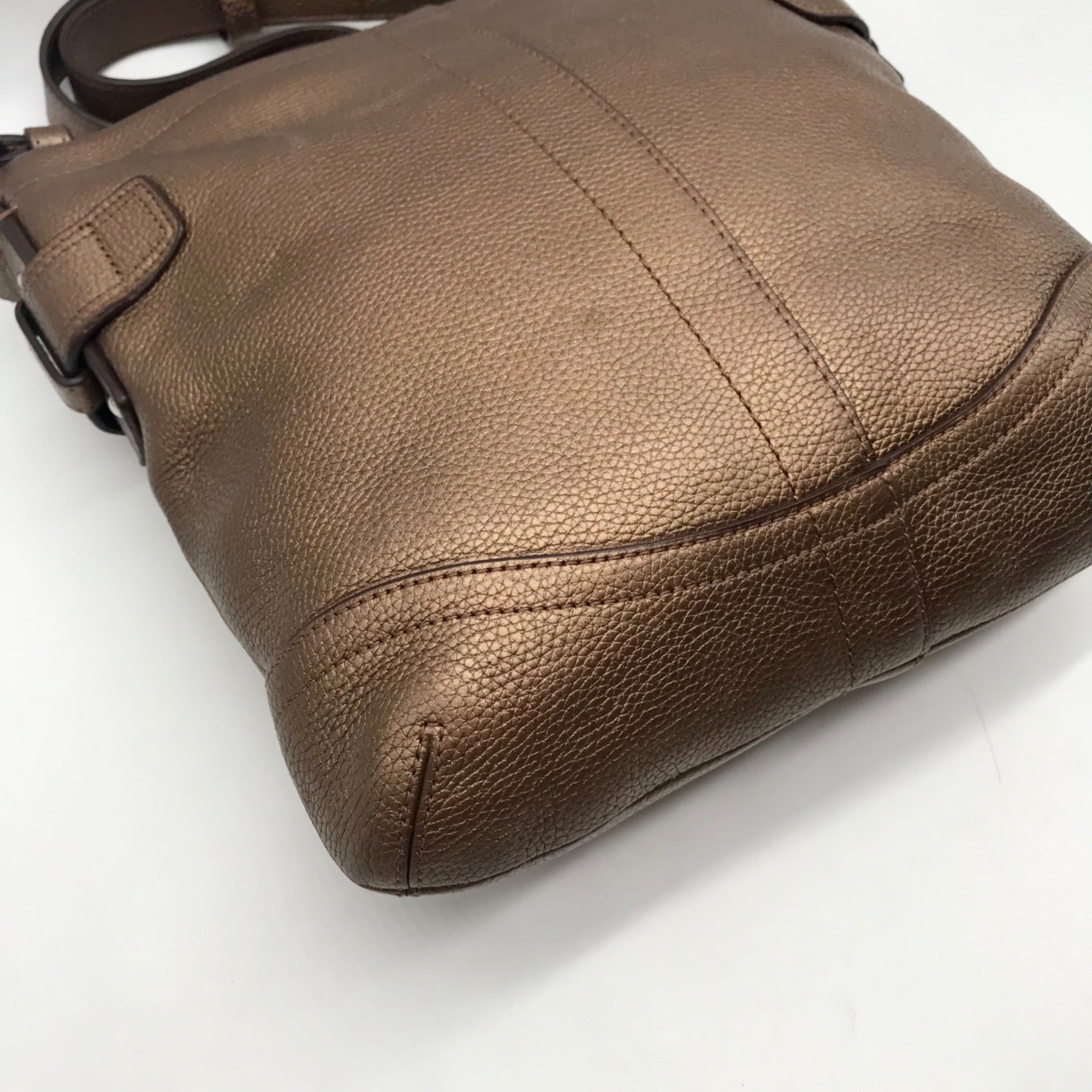 Coach Brown Metallic Leather Chain Duffle Bag