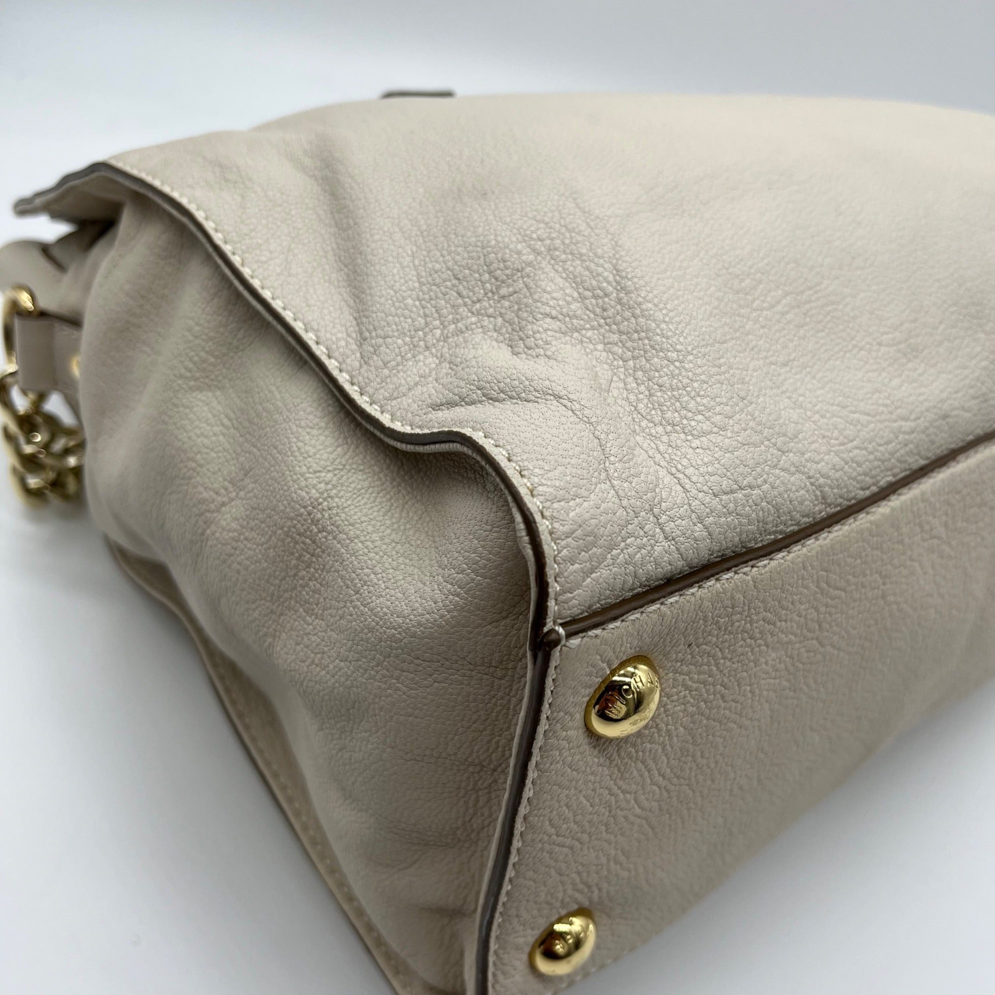 Michael Kors Beige Leather Hamilton Tote Bag