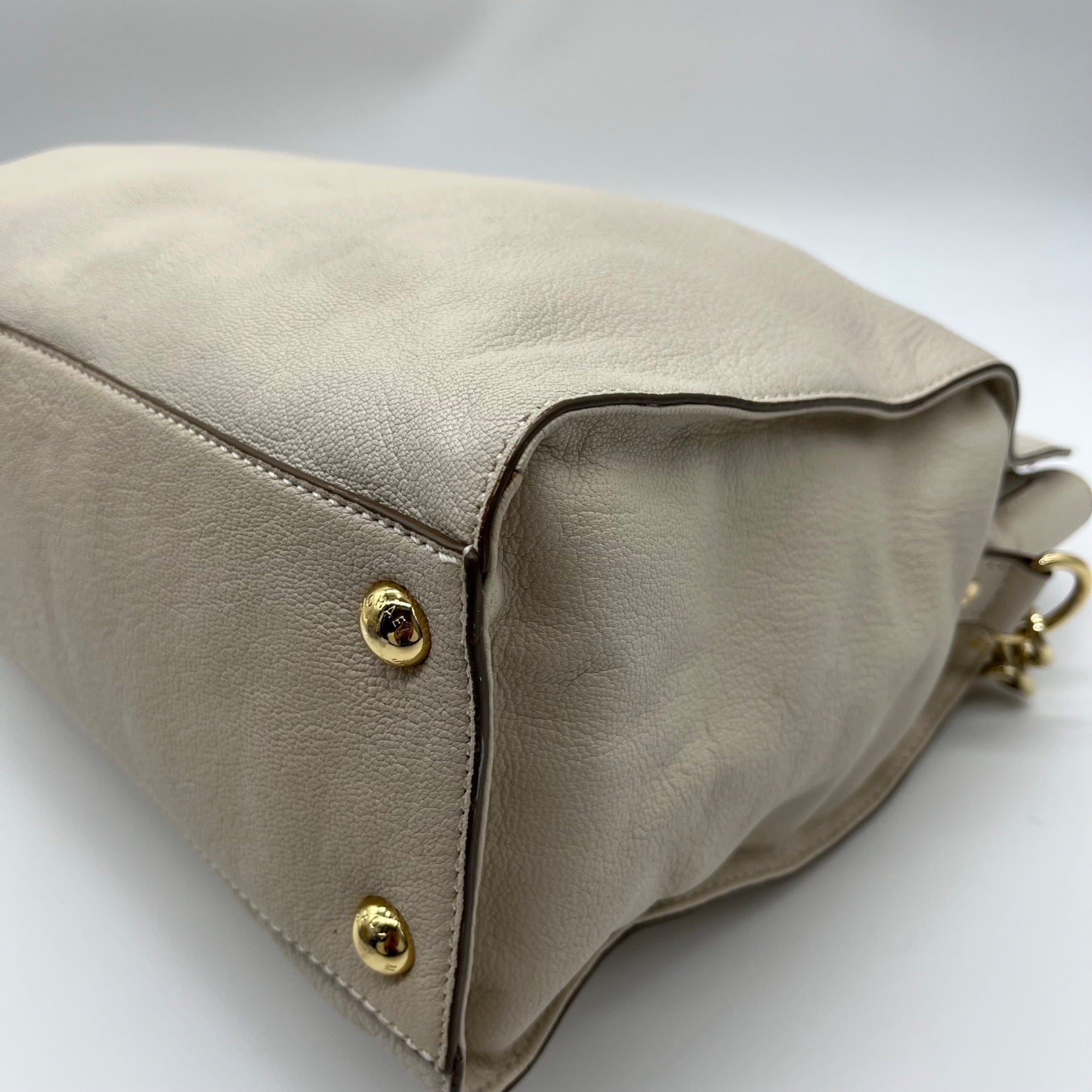 Michael Kors Beige Leather Hamilton Tote Bag