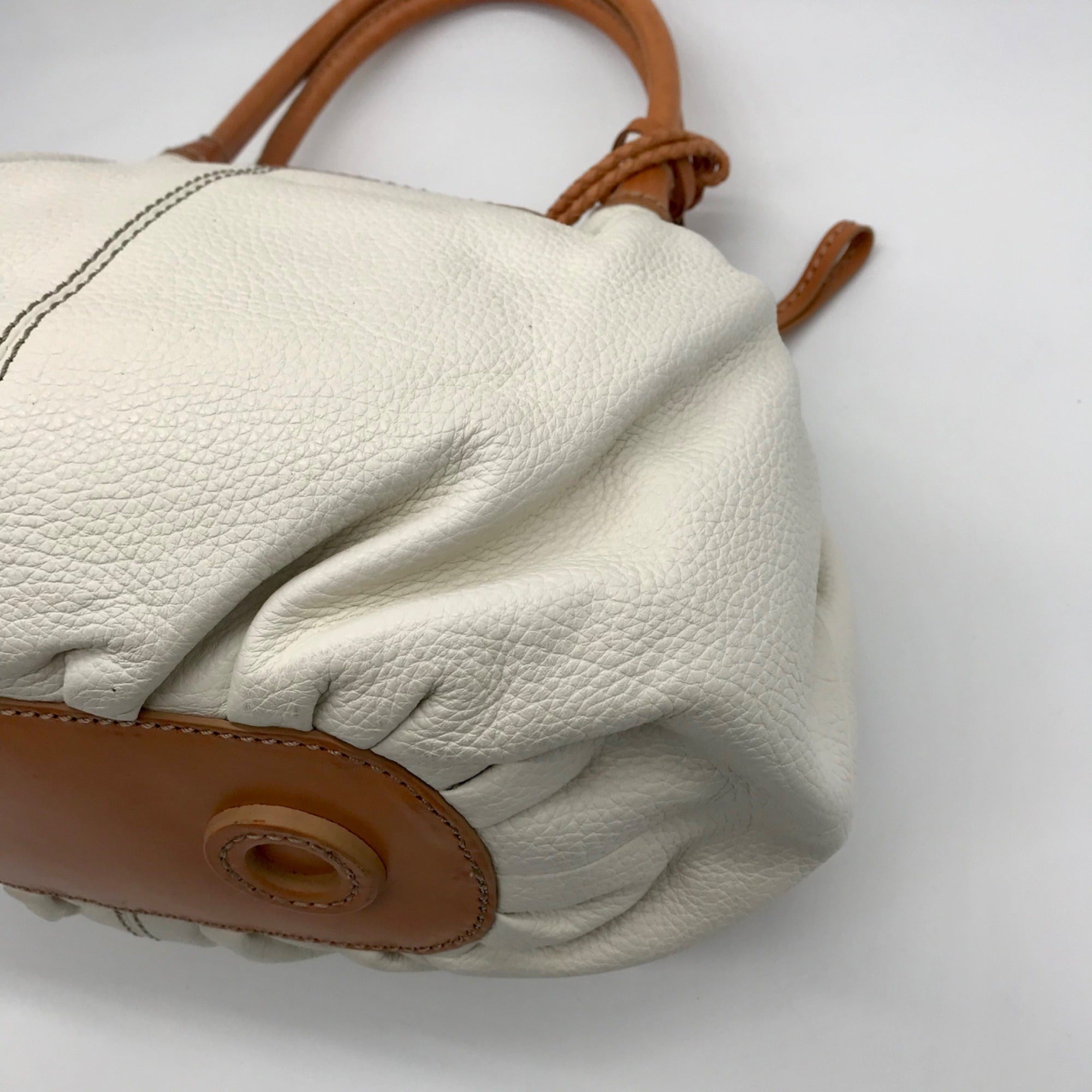 Brighton Tatum White Leather London Groove Hobo Style Bag