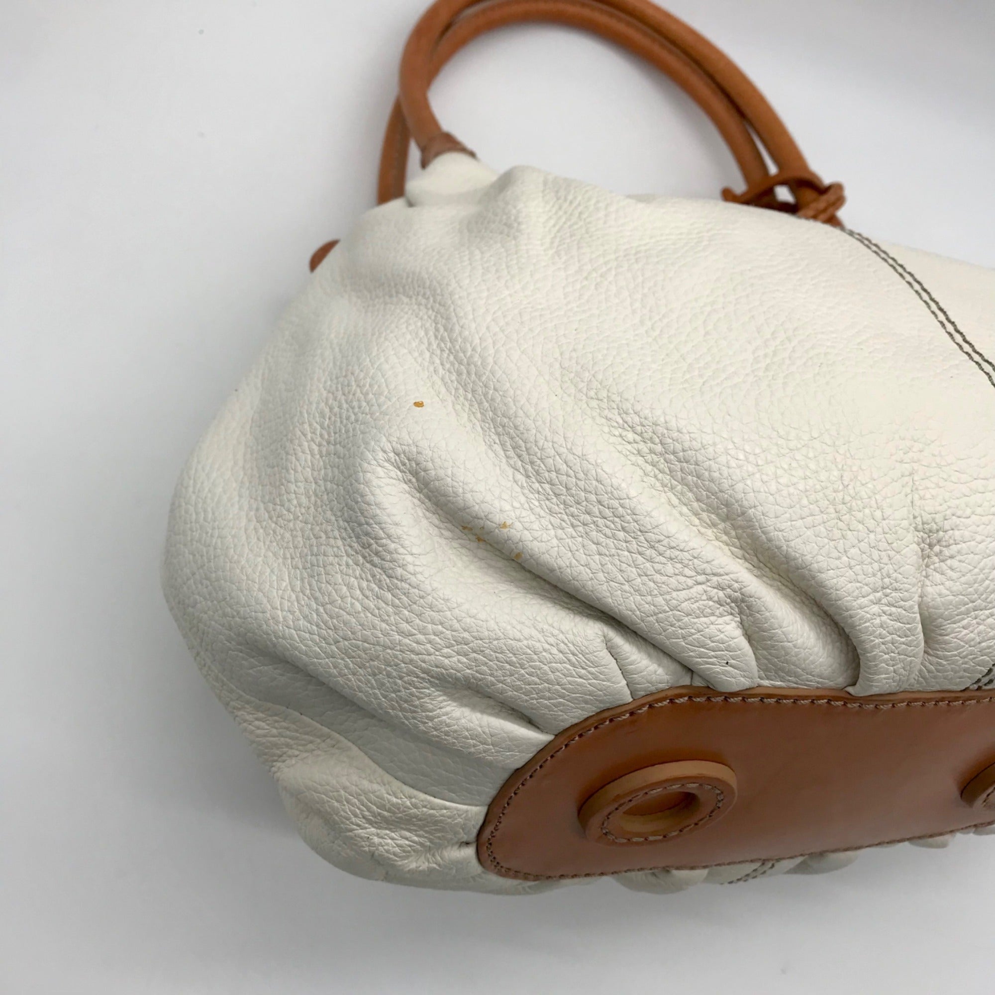 Brighton Tatum White Leather London Groove Hobo Style Bag