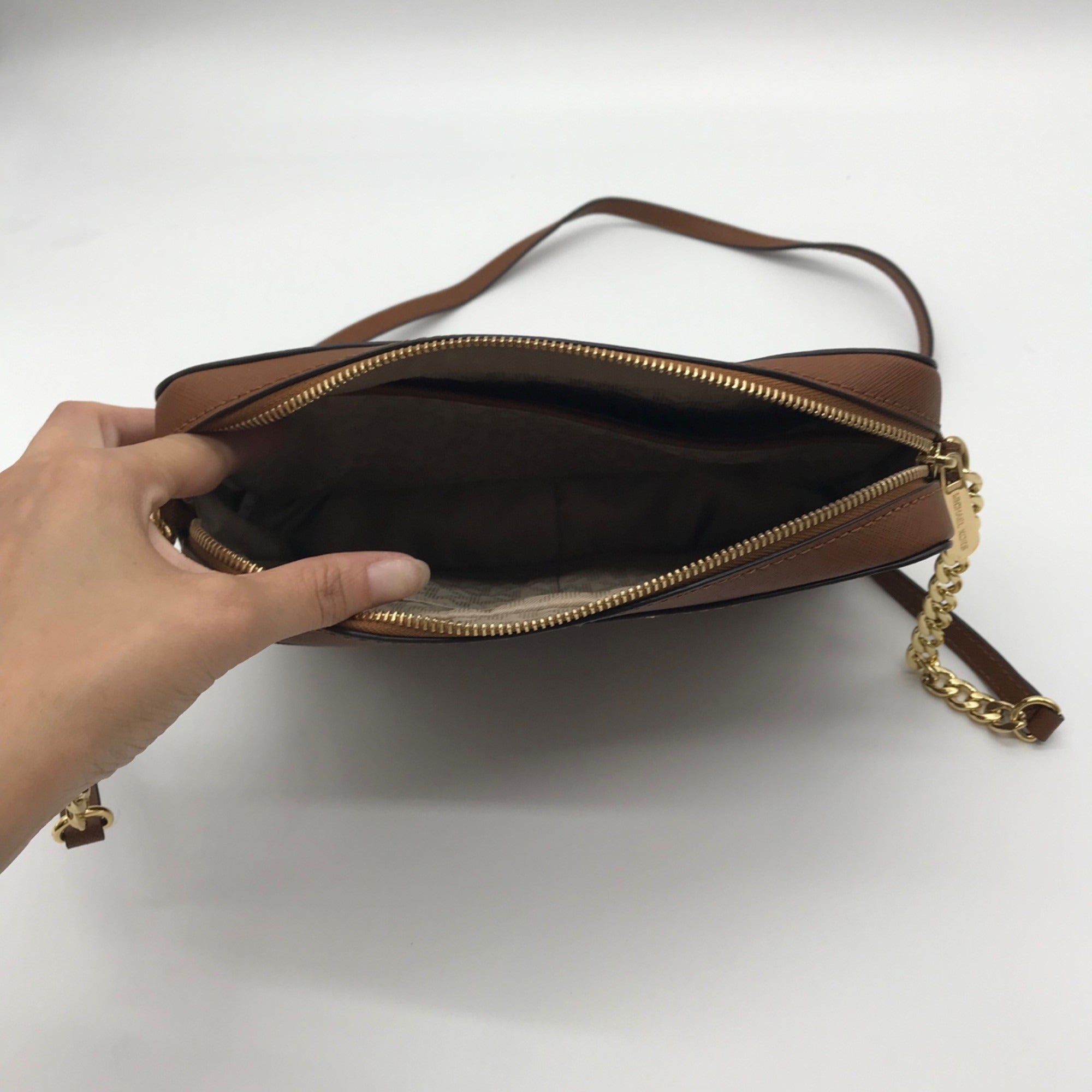 Michael Kors Brown Saffiano Leather Crossbody Bag