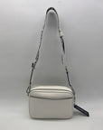 Karl Largerfeld White Pebbled Faux Leather Maybelle Camera Crossbody Bag