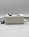 Karl Largerfeld White Pebbled Faux Leather Maybelle Camera Crossbody Bag