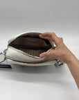 Karl Largerfeld White Pebbled Faux Leather Maybelle Camera Crossbody Bag