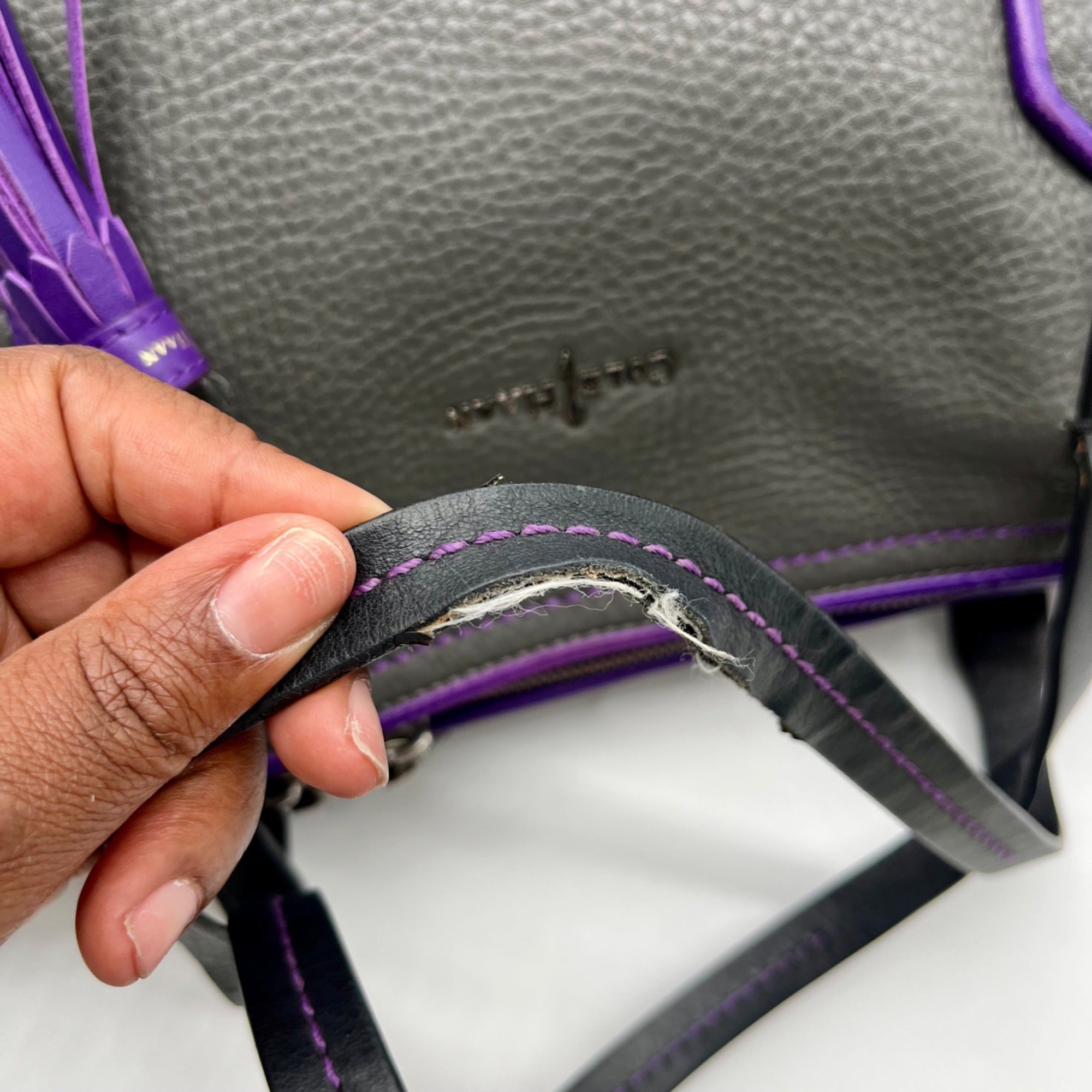 Cole Haan Grey Pebbled Leather Shoulder Bag