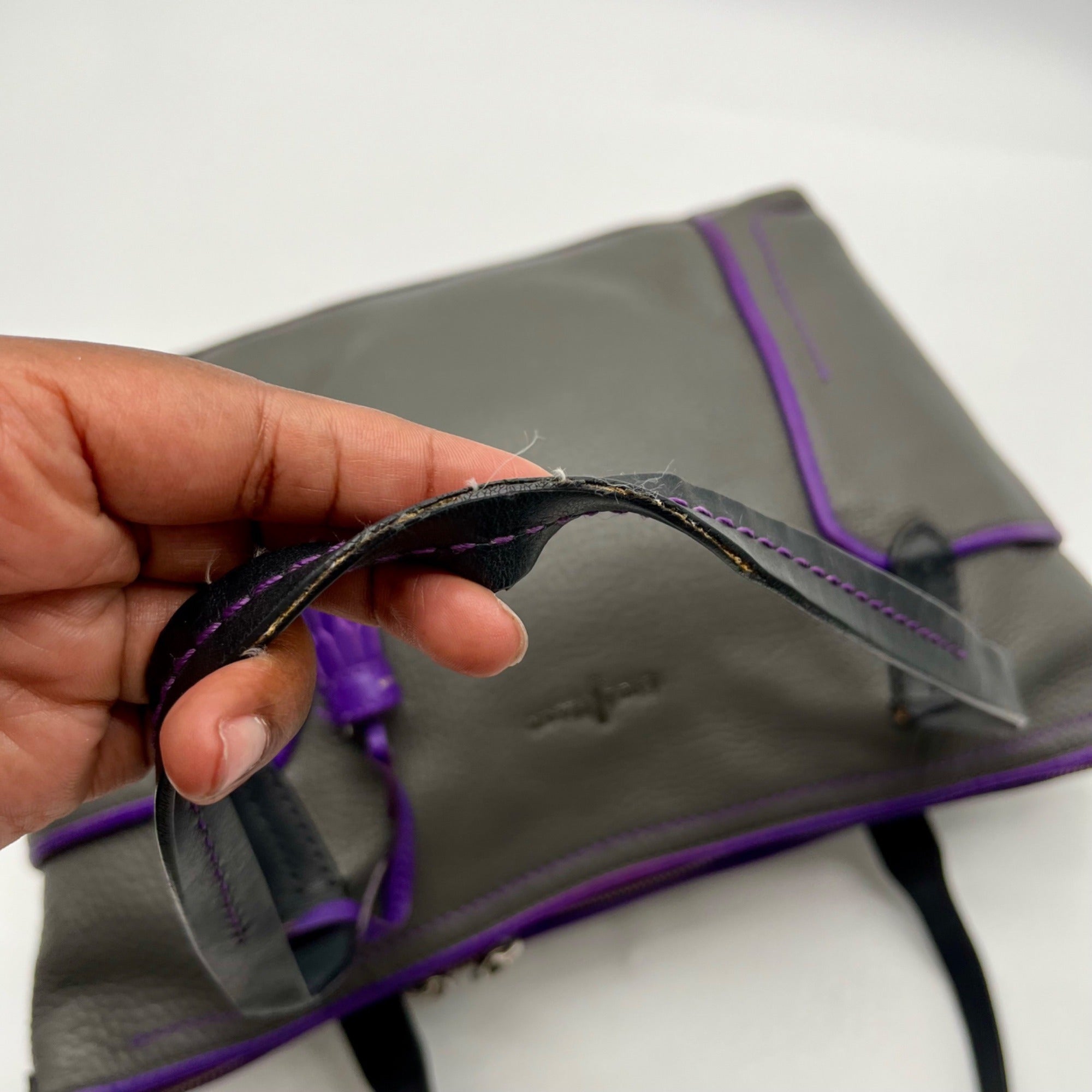 Cole Haan Grey Pebbled Leather Shoulder Bag