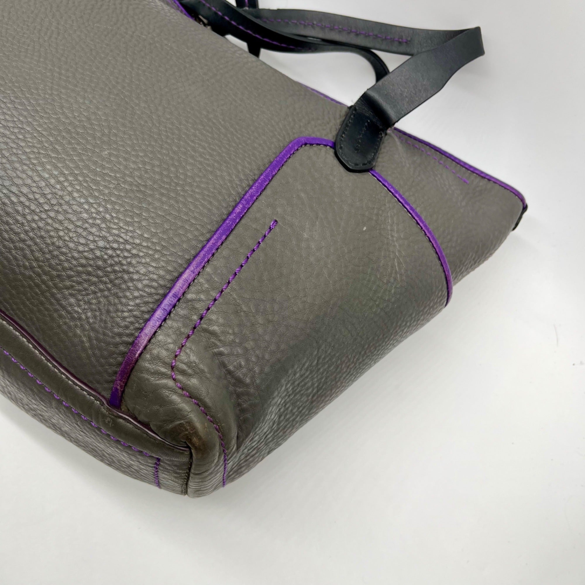 Cole Haan Grey Pebbled Leather Shoulder Bag