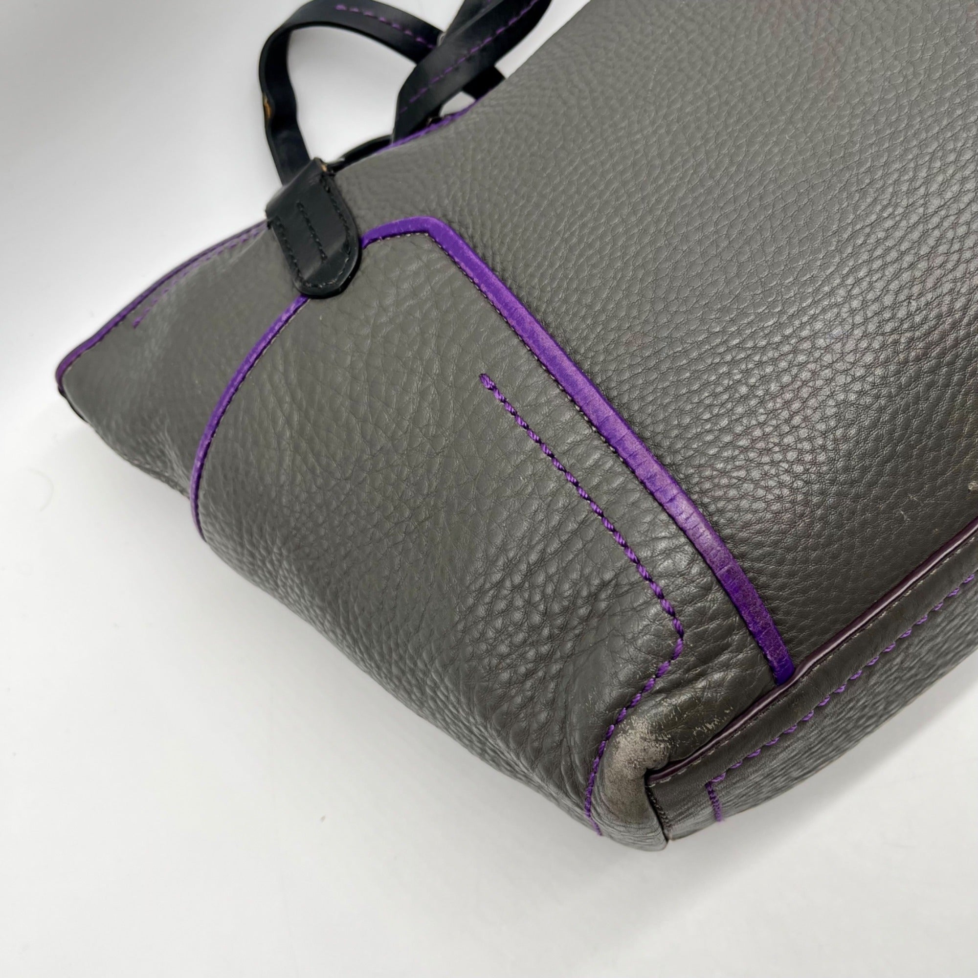 Cole Haan Grey Pebbled Leather Shoulder Bag
