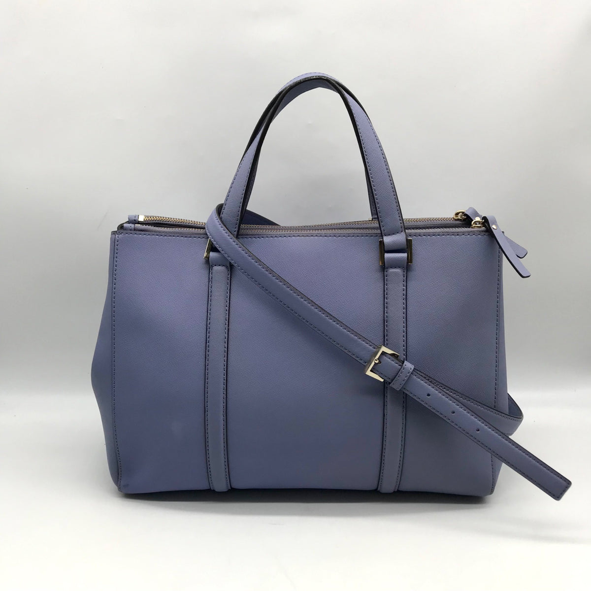 Kate Spade Light Blue Saffiano Leather Leila Triple Compartment Tote Bag