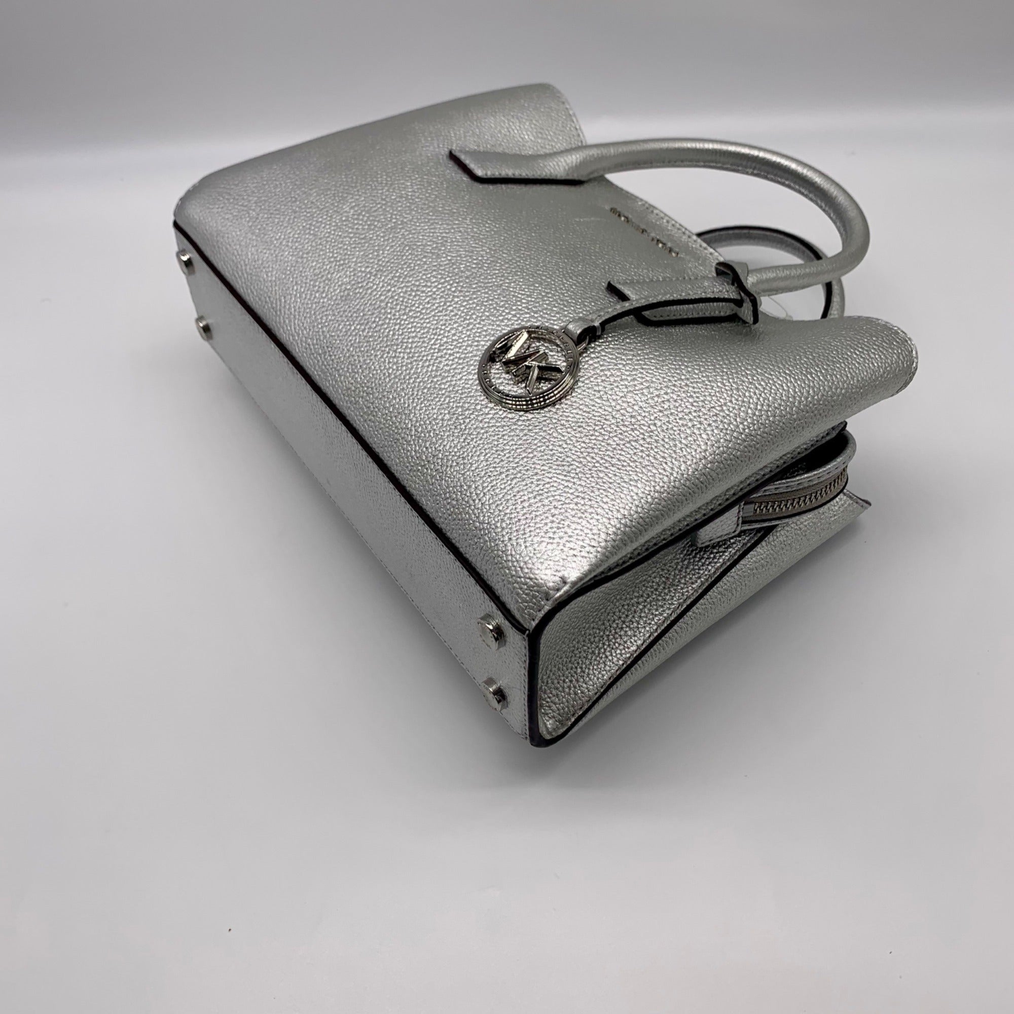 Michael Kors Silver Pebbled Leather Small Ruthie Satchel