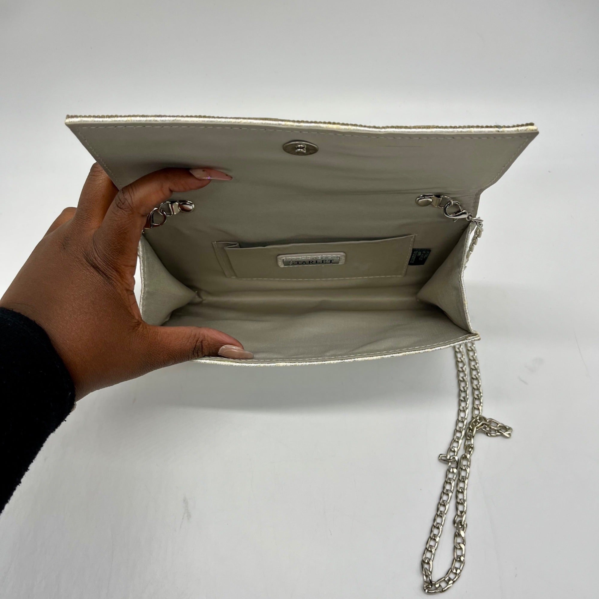 Starlet Silver Sparkely Leather Crossbody Bag