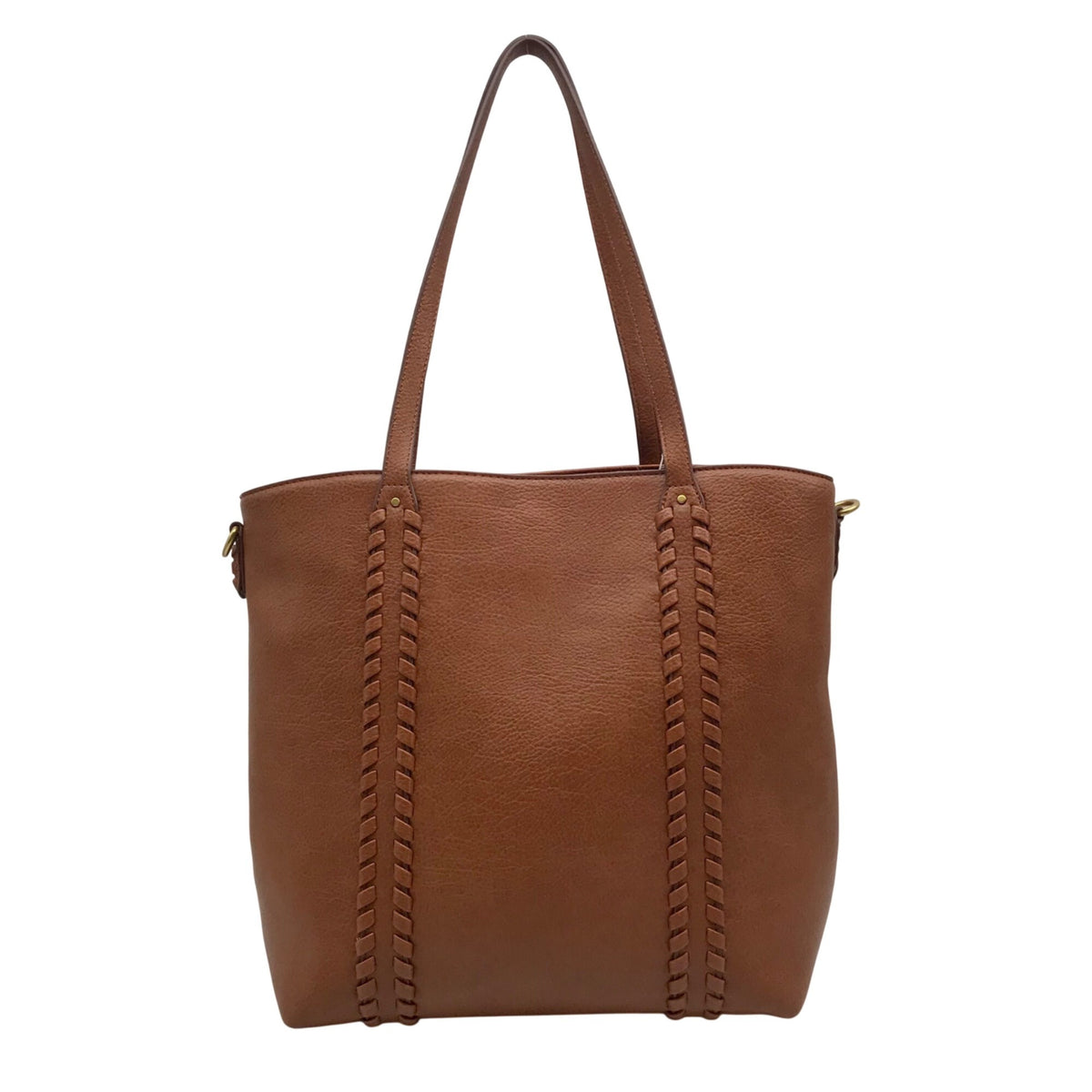 Style &amp; Co Brown Faux Leather Whip-Stitch Medium Tote Crossbody Bag