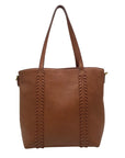 Style & Co Brown Faux Leather Whip-Stitch Medium Tote Crossbody Bag