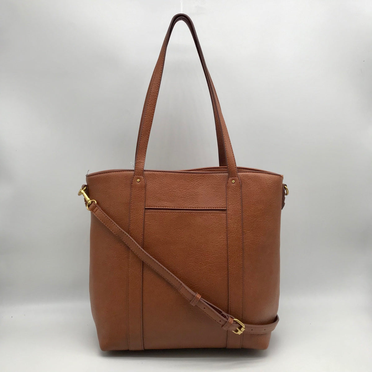 Style &amp; Co Brown Faux Leather Whip-Stitch Medium Tote Crossbody Bag