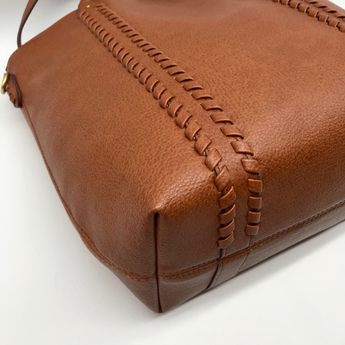 Style &amp; Co Brown Faux Leather Whip-Stitch Medium Tote Crossbody Bag