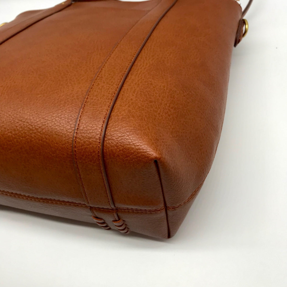 Style &amp; Co Brown Faux Leather Whip-Stitch Medium Tote Crossbody Bag