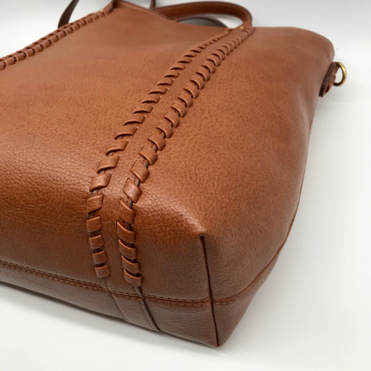 Style &amp; Co Brown Faux Leather Whip-Stitch Medium Tote Crossbody Bag