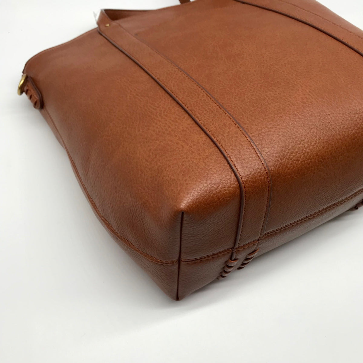 Style &amp; Co Brown Faux Leather Whip-Stitch Medium Tote Crossbody Bag