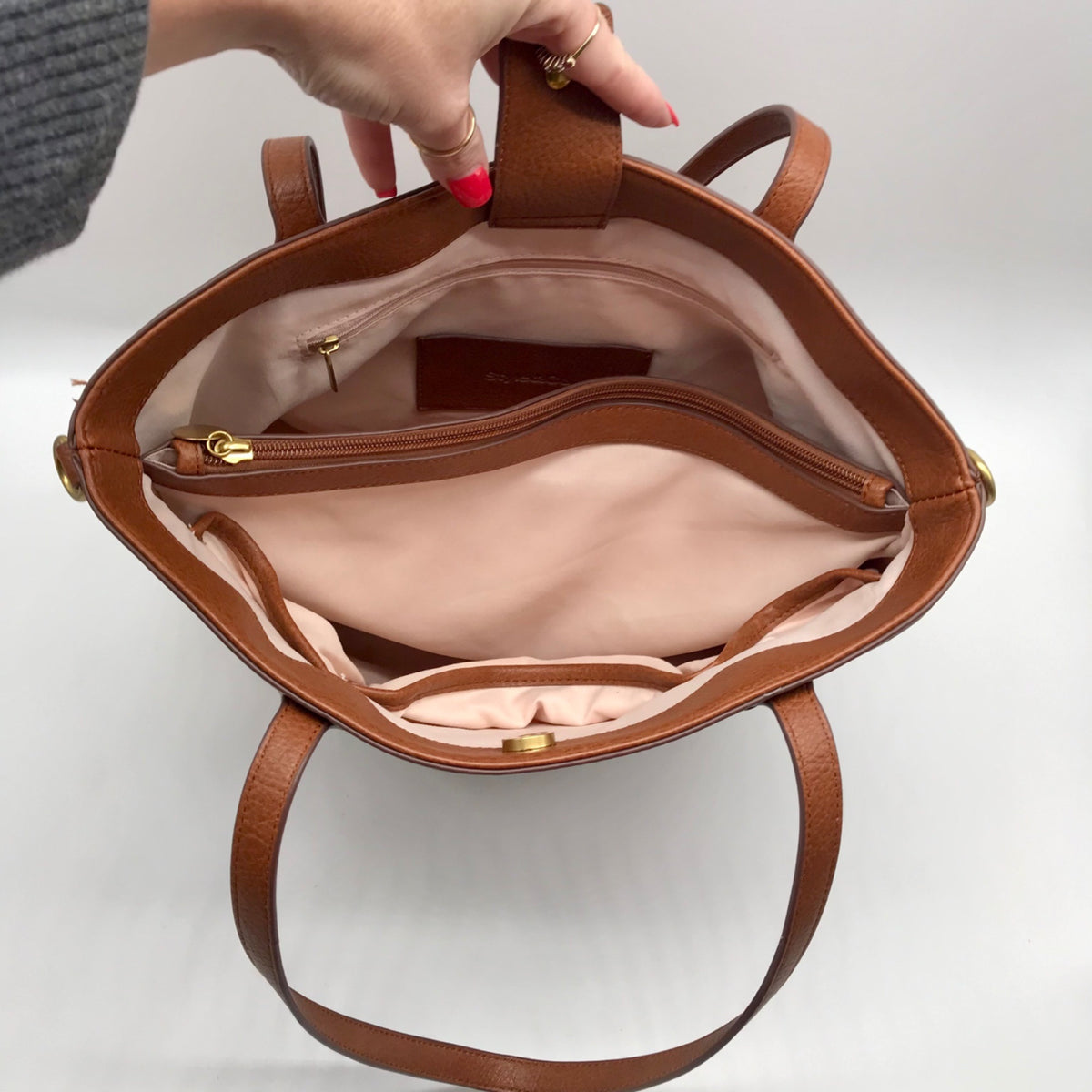 Style &amp; Co Brown Faux Leather Whip-Stitch Medium Tote Crossbody Bag