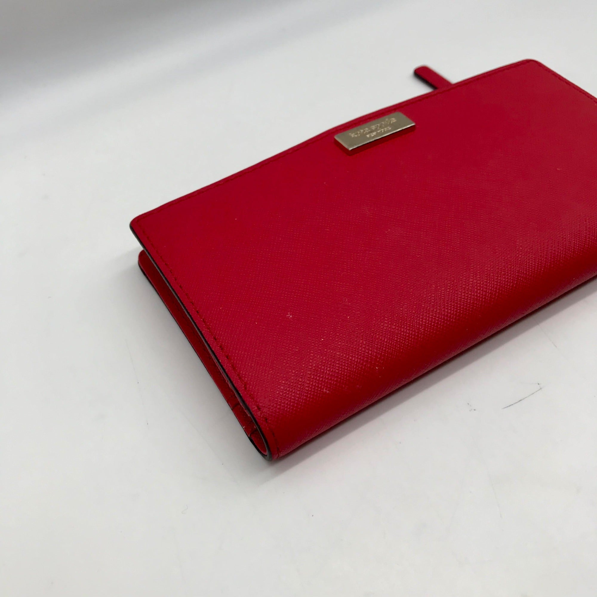 Kate Spade Red Saffiano Leather Laurel Way Stacey Wallet