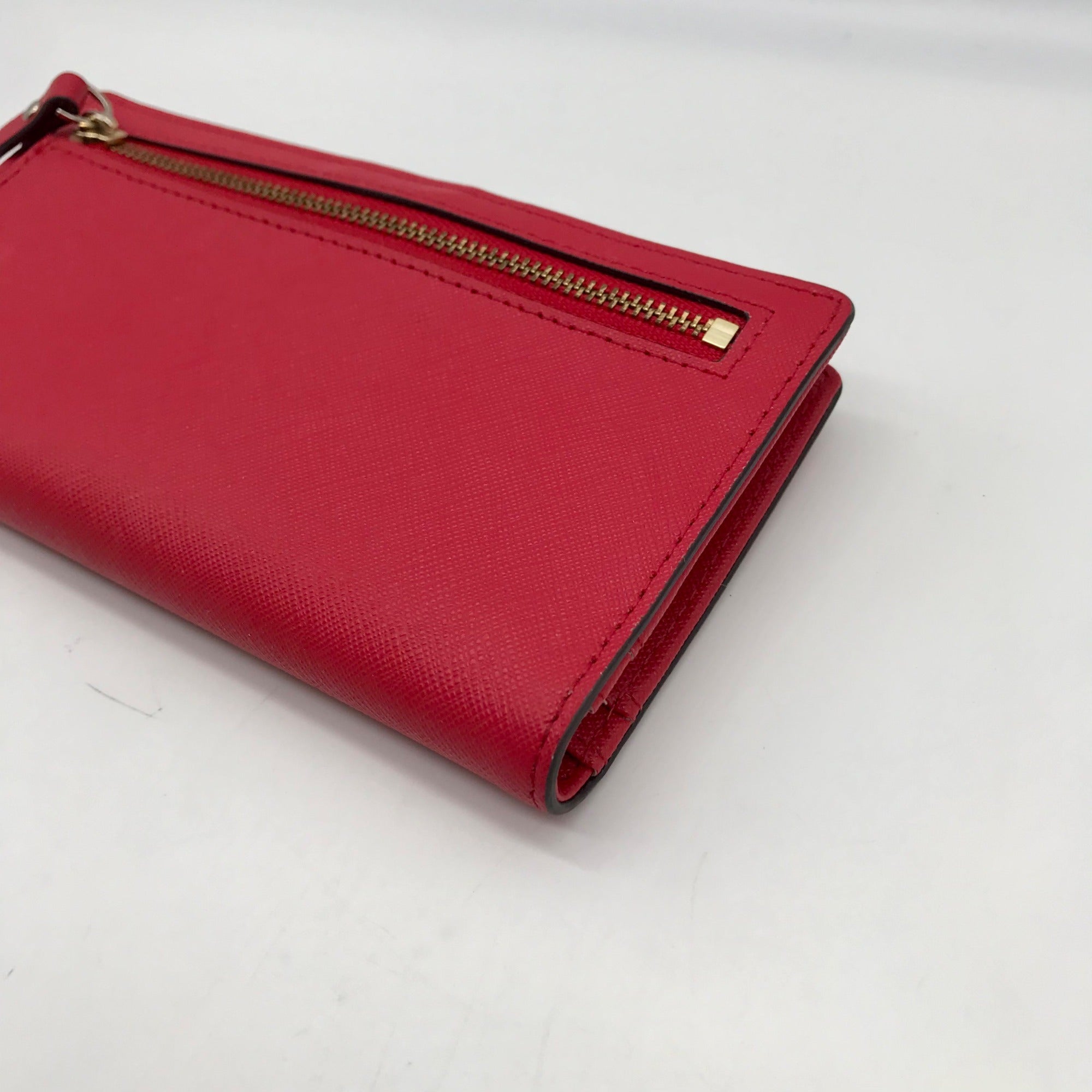 Kate Spade Red Saffiano Leather Laurel Way Stacey Wallet