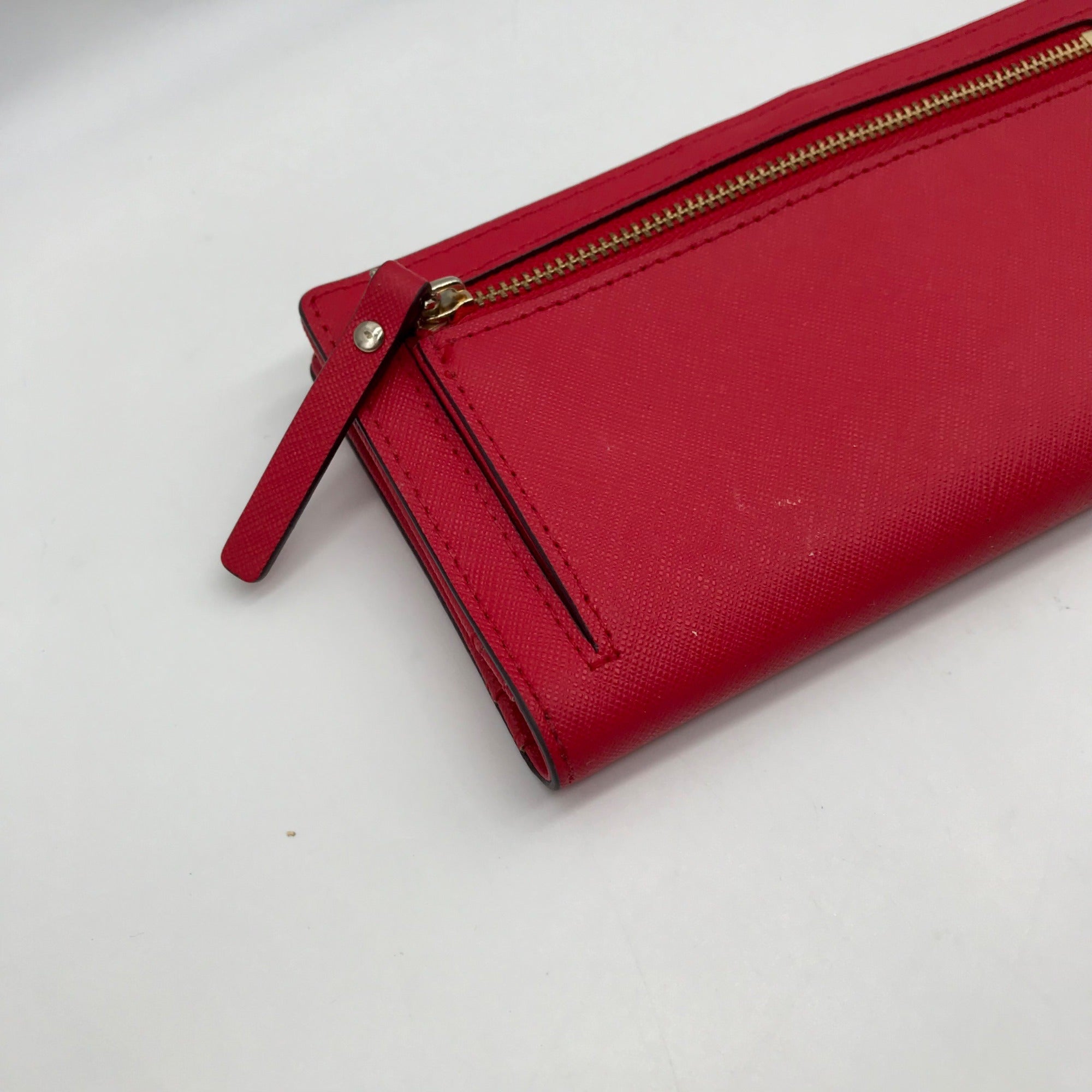 Kate Spade Red Saffiano Leather Laurel Way Stacey Wallet
