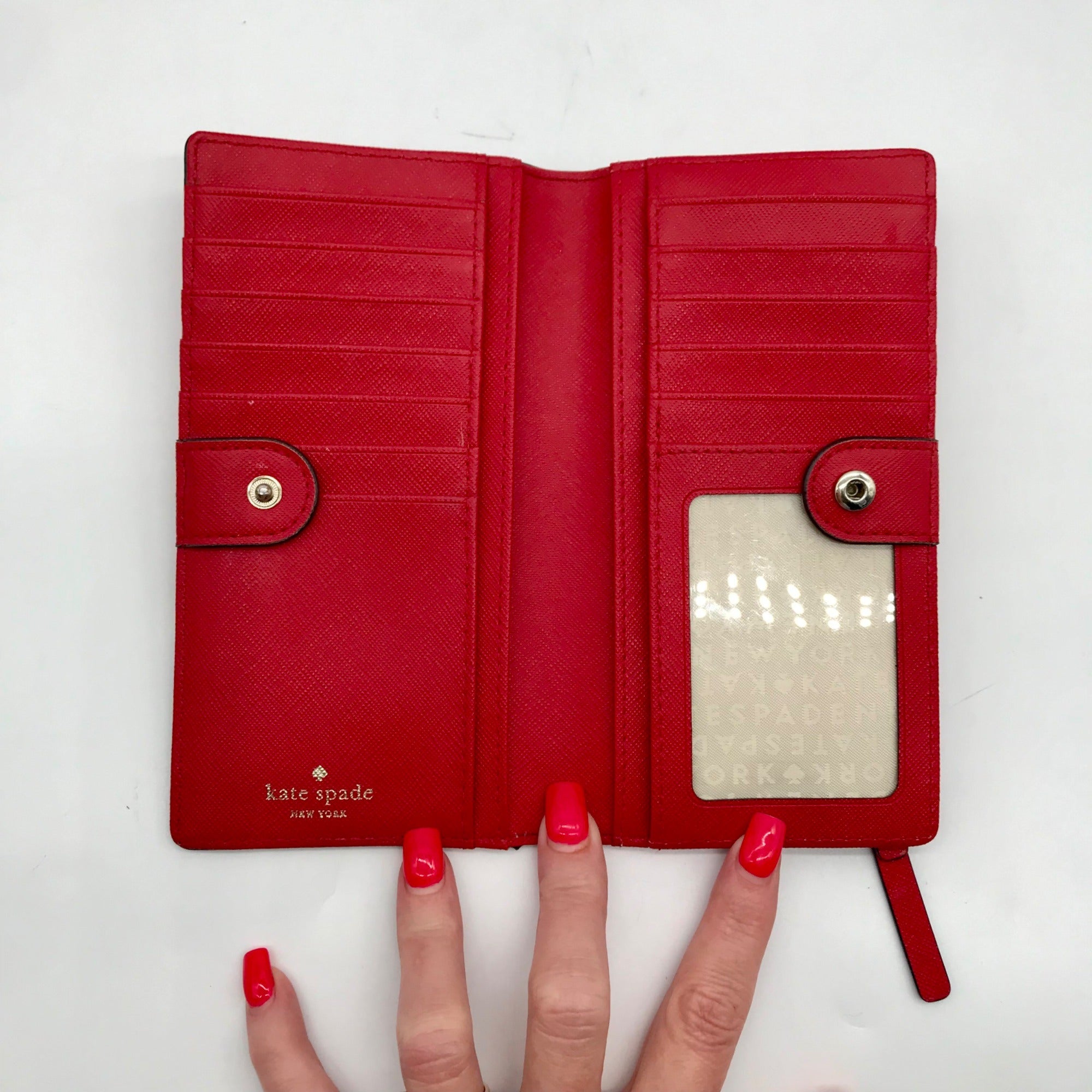 Kate Spade Red Saffiano Leather Laurel Way Stacey Wallet