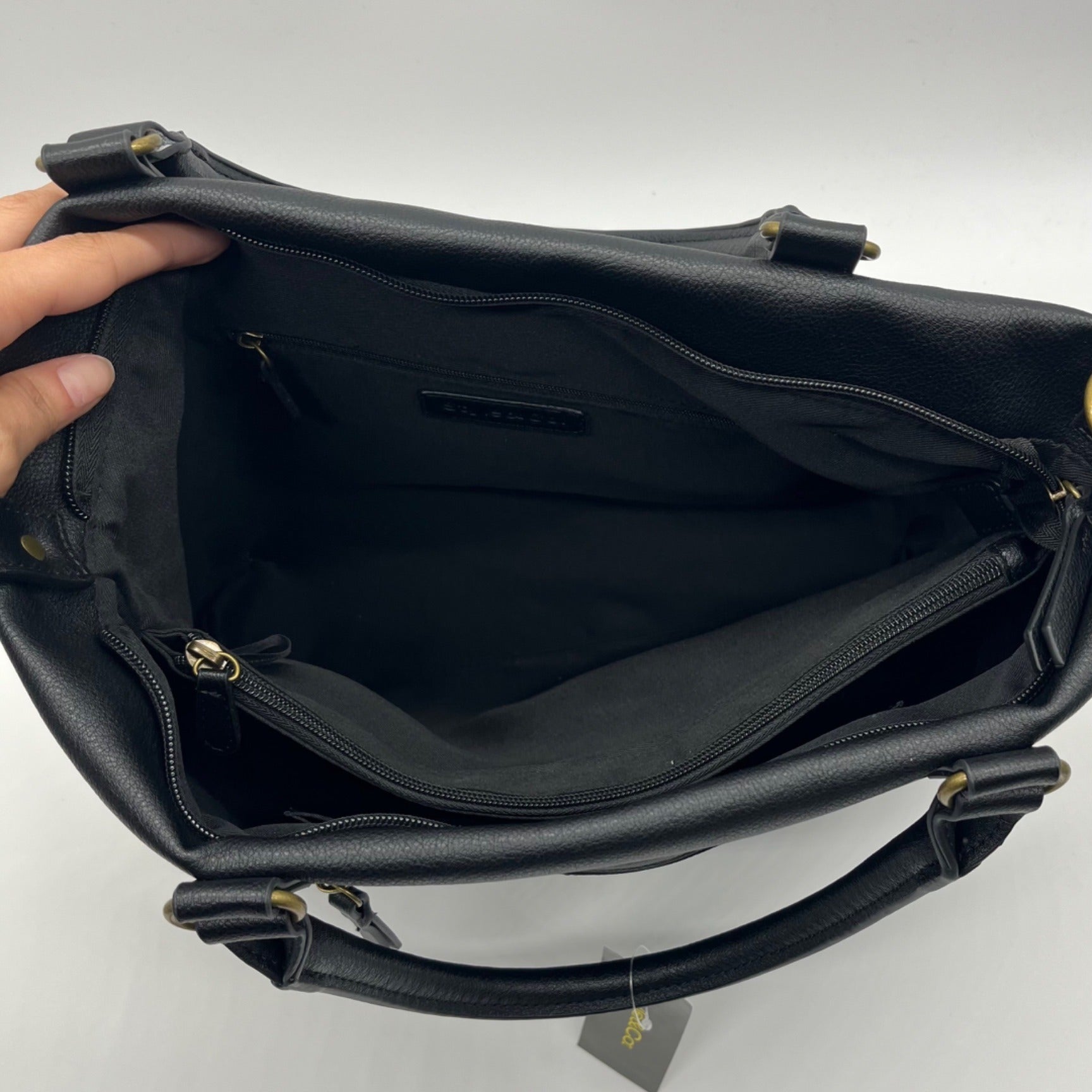 Style &amp; Co Hudsonn Black Faux Leather Tote Bag
