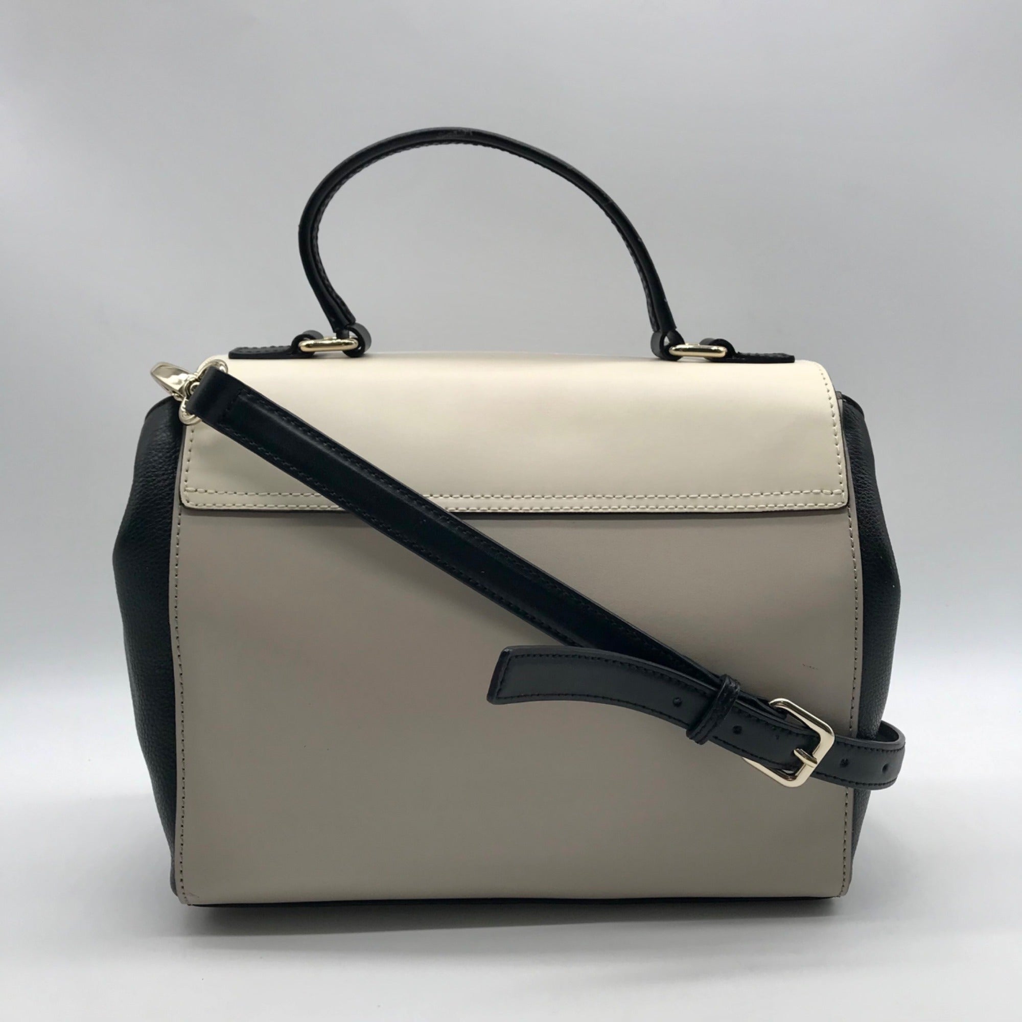 Kate Spade Cream &amp; Black leather Magnolia Park Laurel Satchel Bag