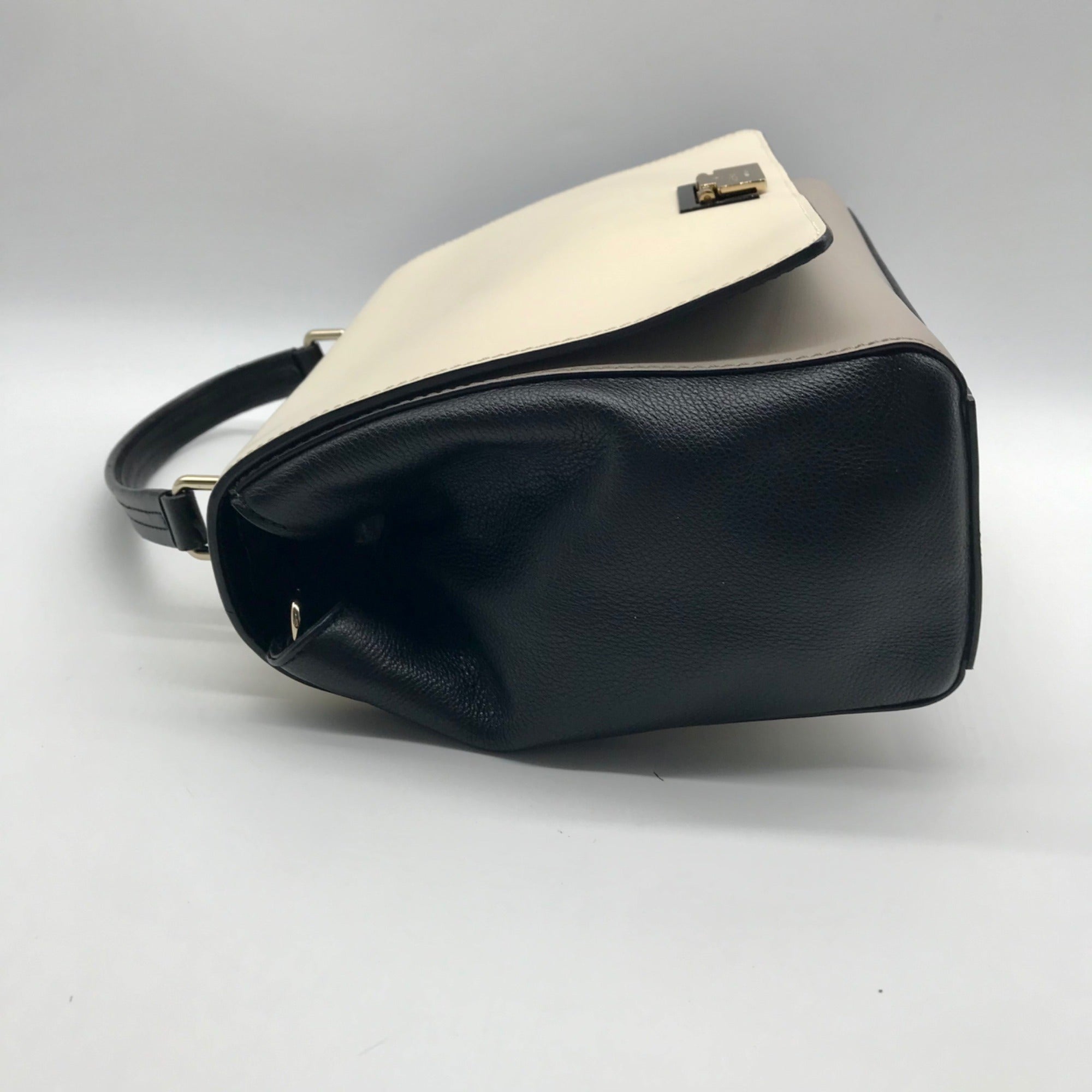 Kate Spade Cream &amp; Black leather Magnolia Park Laurel Satchel Bag