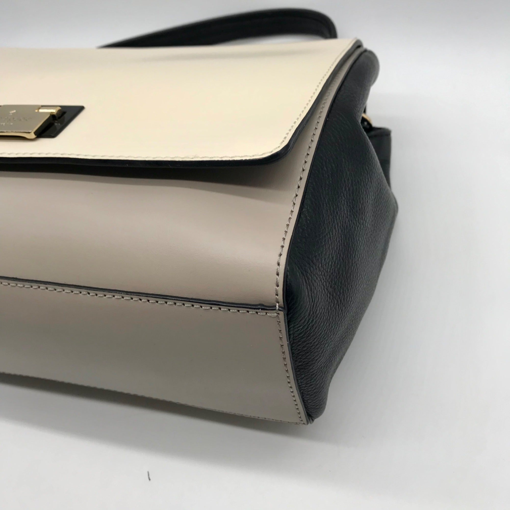 Kate Spade Cream &amp; Black leather Magnolia Park Laurel Satchel Bag