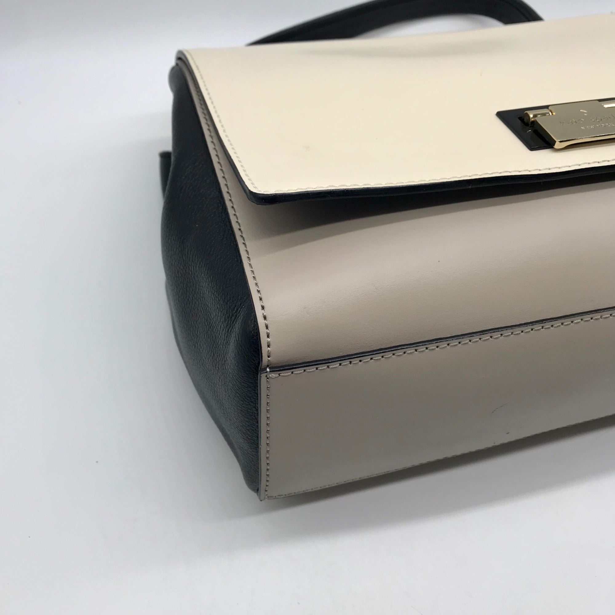 Kate Spade Cream &amp; Black leather Magnolia Park Laurel Satchel Bag