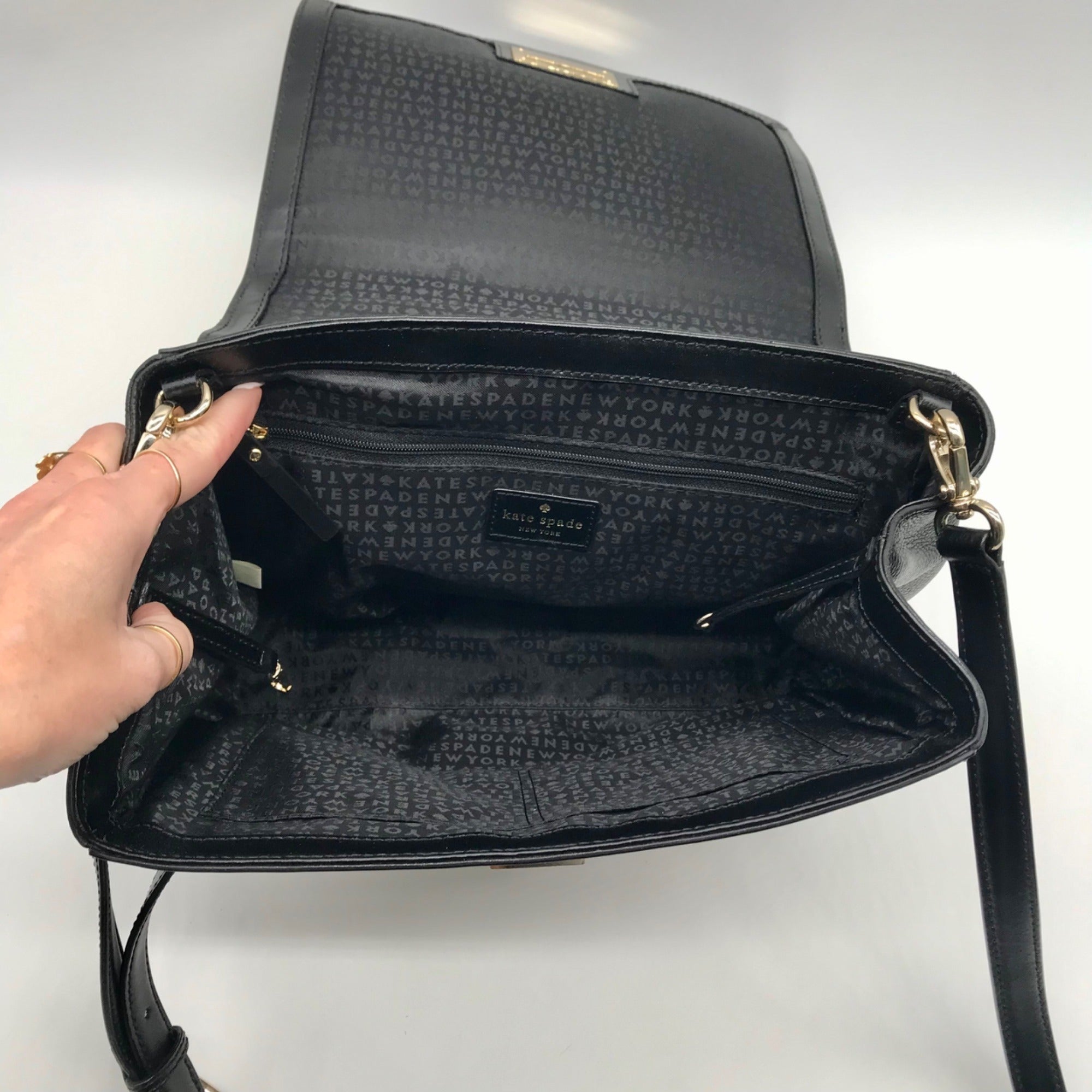 Kate Spade Cream &amp; Black leather Magnolia Park Laurel Satchel Bag