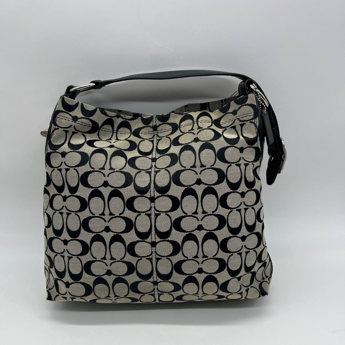 Coach Grey Signature Canvas Hobo Shoulder Bag F16538