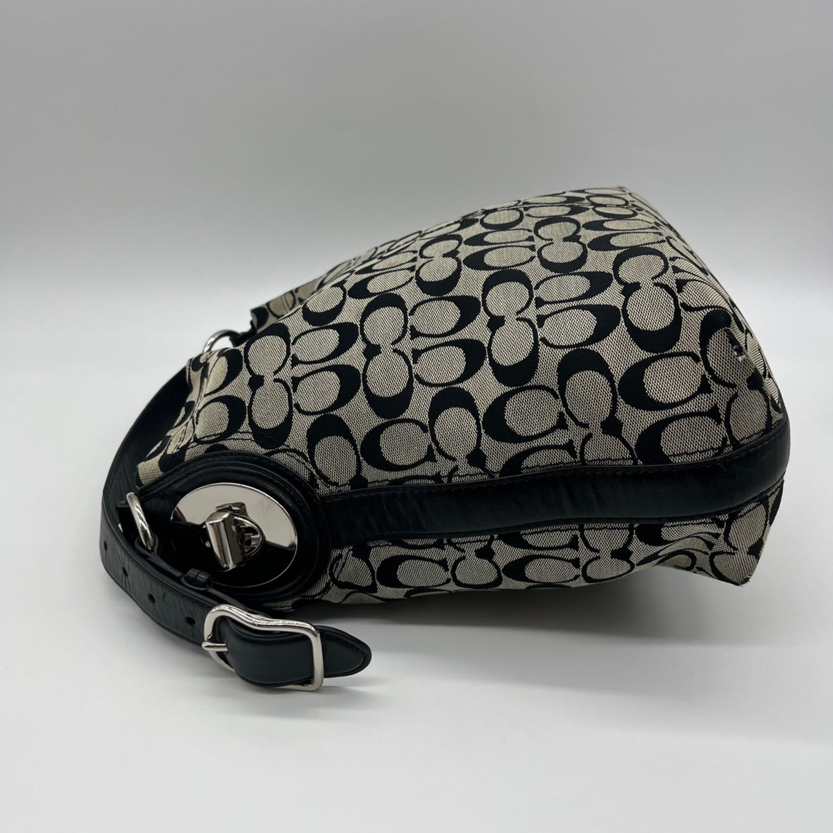 Coach Grey Signature Canvas Hobo Shoulder Bag F16538