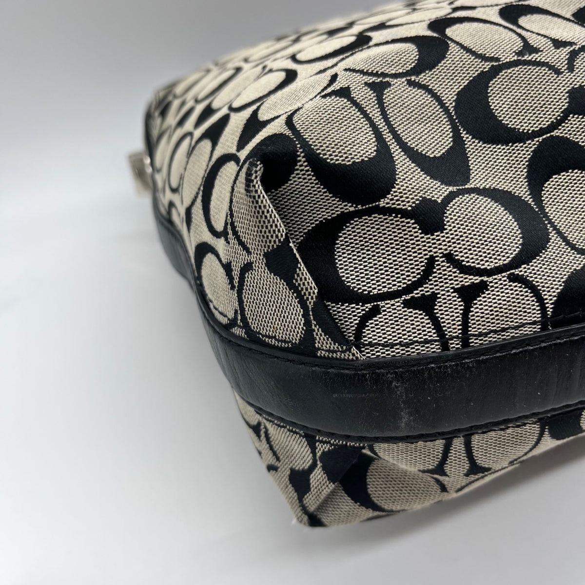 Coach Grey Signature Canvas Hobo Shoulder Bag F16538