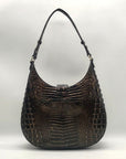 Brahmin Brown Croc-Embossed Leather Structured Shoulder Bag