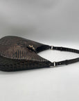 Brahmin Brown Croc-Embossed Leather Structured Shoulder Bag