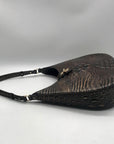 Brahmin Brown Croc-Embossed Leather Structured Shoulder Bag