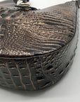 Brahmin Brown Croc-Embossed Leather Structured Shoulder Bag