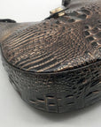 Brahmin Brown Croc-Embossed Leather Structured Shoulder Bag
