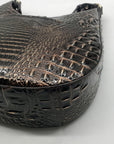 Brahmin Brown Croc-Embossed Leather Structured Shoulder Bag