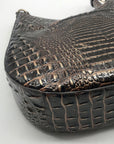 Brahmin Brown Croc-Embossed Leather Structured Shoulder Bag